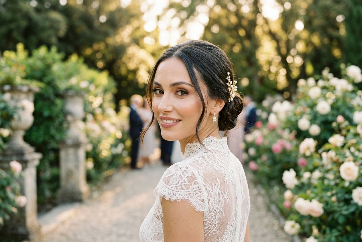 Timeless bridal beauty in golden light