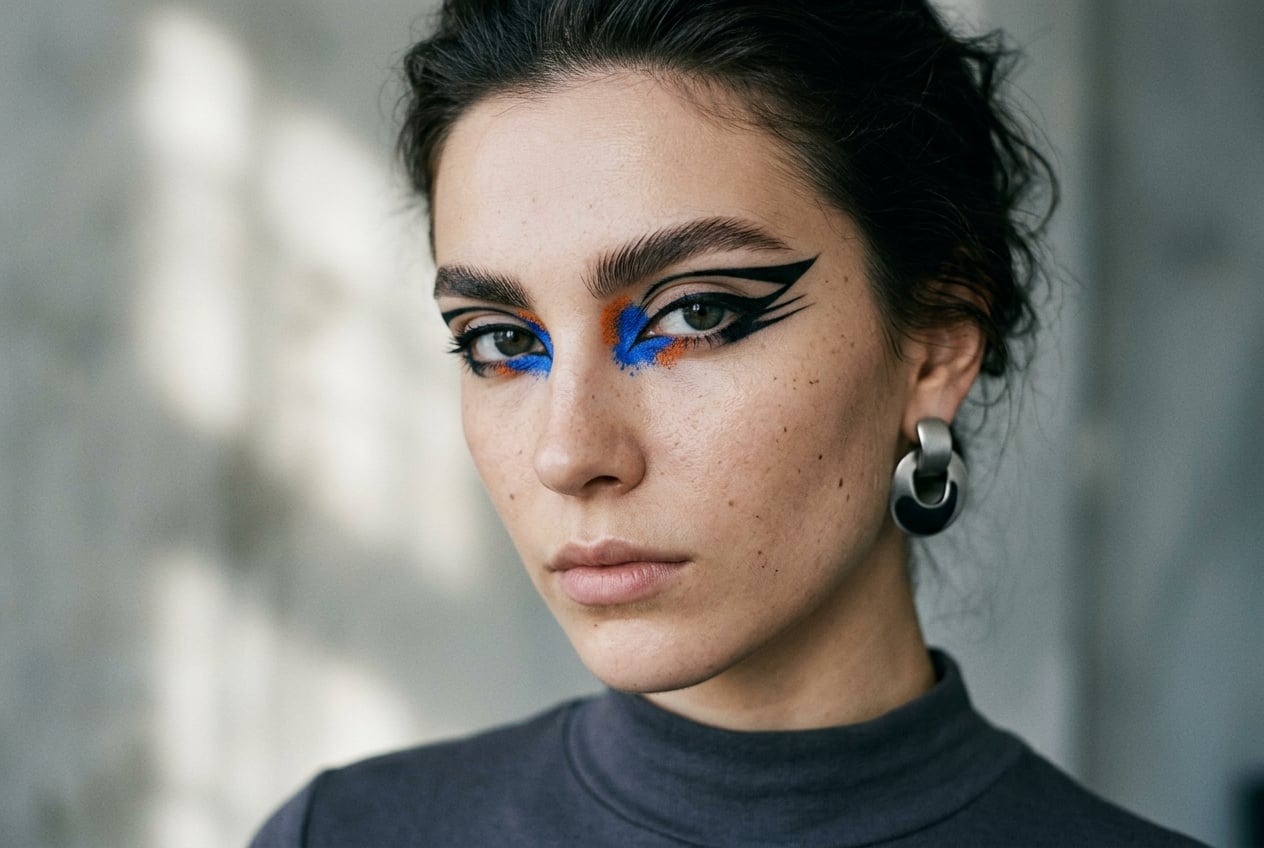 Creative editorial makeup with bold colors